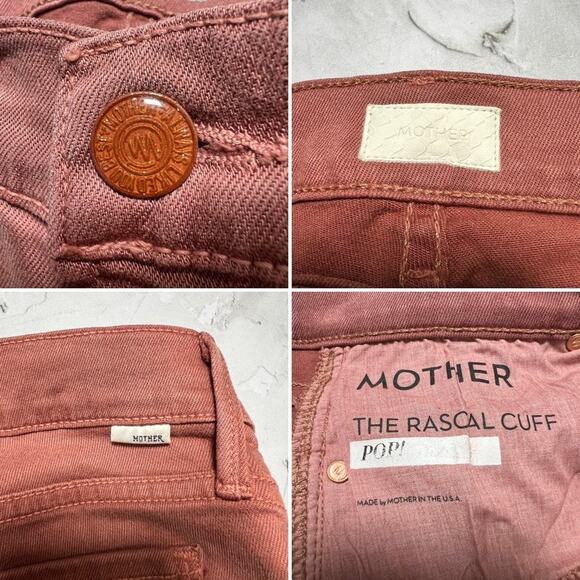 NWT Mother The Rascal Cuff Pop! Jeans SIZE 25 Paradise Rouge Denim NEW - Picture 4 of 9
